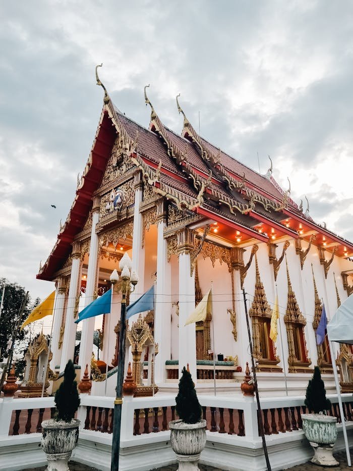 Captivating image of Wat Chalong Temple, showcasing its intricate architecture in Phuket, Thailand.